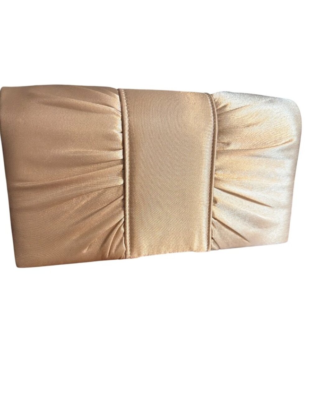 Style & Co Elegant Champagne Satin Evening Clutch Purse Gathered Robe Strap